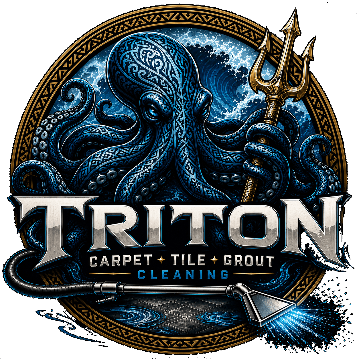 Triton Floor Care octopus and trident logo